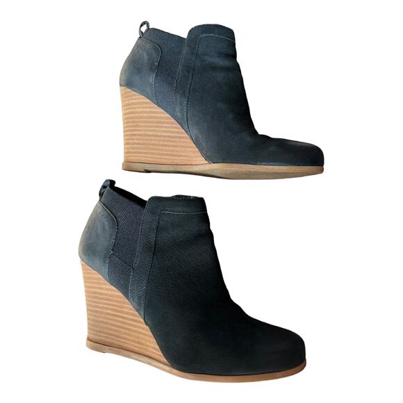 Crown Vintage Carly Chelsea black wedge boots size 10 - Picture 4 of 12